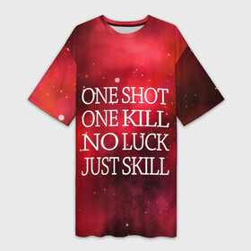 Платье-футболка 3D с принтом One Shot One Kill в Новосибирске,  |  | counter strike. one shot | cs go | csgo | game | one kill | ван шот | красный | лого | надпись | текст