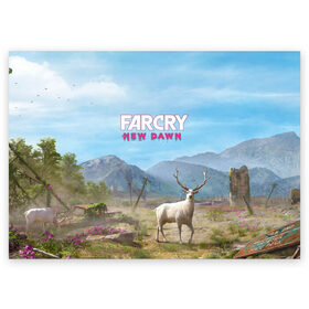 Поздравительная открытка с принтом Far Cry New Dawn в Новосибирске, 100% бумага | плотность бумаги 280 г/м2, матовая, на обратной стороне линовка и место для марки
 | action adventure | county | cry | dawn | far | farcry | highwaymen | hope | lo | mickey | montana | new | newdawn | sisters | twin | близнецы | боевик | лу | микки | приключение | хайвеймен