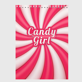 Скетчбук с принтом Candy Girl в Новосибирске, 100% бумага
 | 48 листов, плотность листов — 100 г/м2, плотность картонной обложки — 250 г/м2. Листы скреплены сверху удобной пружинной спиралью | вкусняшка | карамель | конфета | милый | няша | розовый | сладкая девочка | сладость