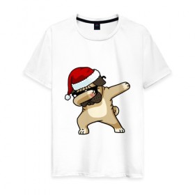 Мужская футболка хлопок с принтом DAB Dog в Новосибирске, 100% хлопок | прямой крой, круглый вырез горловины, длина до линии бедер, слегка спущенное плечо. | Тематика изображения на принте: 