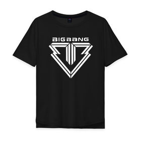 Мужская футболка хлопок Oversize с принтом Big Bang logo в Новосибирске, 100% хлопок | свободный крой, круглый ворот, “спинка” длиннее передней части | big bang | g dragon