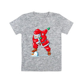 Детская футболка хлопок с принтом Dabbing Santa в Новосибирске, 100% хлопок | круглый вырез горловины, полуприлегающий силуэт, длина до линии бедер | 