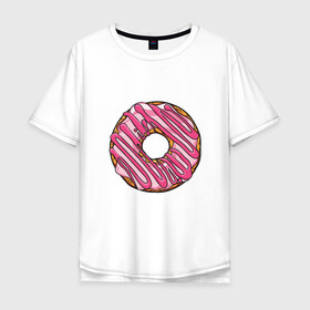Мужская футболка хлопок Oversize с принтом Пончик в Новосибирске, 100% хлопок | свободный крой, круглый ворот, “спинка” длиннее передней части | donut | simpsons | барт | вкус | гомер | еда | кафе | кок | кухня | пища | повар | пончик | ресторан | симпсоны | сладкий