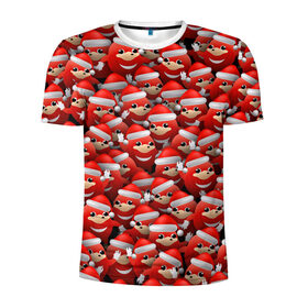 Мужская футболка 3D спортивная с принтом Новогодние наклзы в Новосибирске, 100% полиэстер с улучшенными характеристиками | приталенный силуэт, круглая горловина, широкие плечи, сужается к линии бедра | da way | meme | ехидна | колпак | красный | мем | наклз | новогодний | новый год | соник | шапка