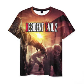 Мужская футболка 3D с принтом Resident Evil 2 в Новосибирске, 100% полиэфир | прямой крой, круглый вырез горловины, длина до линии бедер | 2 | biohazard | evil | g | horror | resident | survival | вирус | зла | зомби | монстры | обитель