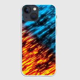 Чехол для iPhone 13 mini с принтом БИТВА СТИХИЙ в Новосибирске,  |  | blue | bright | fire | heat | ice | light | orange | wildfire | битва огней | битва стихий | искры | огненный | огонь | оранжевый | пламя | пожар