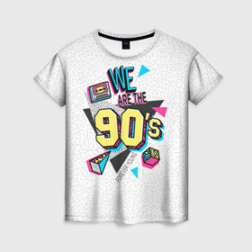 Женская футболка 3D с принтом Девяностые в Новосибирске, 100% полиэфир ( синтетическое хлопкоподобное полотно) | прямой крой, круглый вырез горловины, длина до линии бедер | Тематика изображения на принте: 1990 | 90е | pop | vhs | аудиокассета | ретро