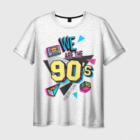 Мужская футболка 3D с принтом Девяностые в Новосибирске, 100% полиэфир | прямой крой, круглый вырез горловины, длина до линии бедер | Тематика изображения на принте: 1990 | 90е | pop | vhs | аудиокассета | ретро