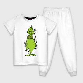 Детская пижама хлопок с принтом Naughty Grinch в Новосибирске, 100% хлопок |  брюки и футболка прямого кроя, без карманов, на брюках мягкая резинка на поясе и по низу штанин
 | grinch | гринч | новый год | рождество