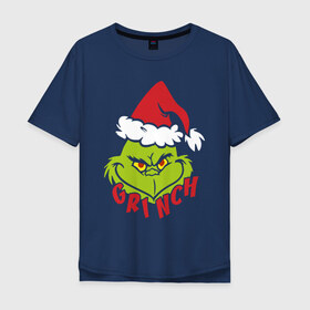 Мужская футболка хлопок Oversize с принтом Cristmas Grinch в Новосибирске, 100% хлопок | свободный крой, круглый ворот, “спинка” длиннее передней части | Тематика изображения на принте: grinch | гринч | новый год | рождество