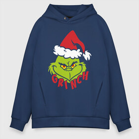 Мужское худи Oversize хлопок с принтом Cristmas Grinch в Новосибирске, френч-терри — 70% хлопок, 30% полиэстер. Мягкий теплый начес внутри —100% хлопок | боковые карманы, эластичные манжеты и нижняя кромка, капюшон на магнитной кнопке | grinch | гринч | новый год | рождество