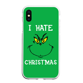 Чехол для iPhone XS Max матовый с принтом I hate christmas в Новосибирске, Силикон | Область печати: задняя сторона чехла, без боковых панелей | Тематика изображения на принте: grinch | гринч | новый год | рождество