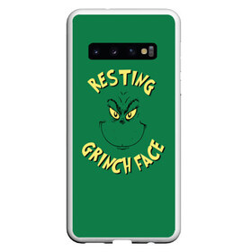 Чехол для Samsung Galaxy S10 с принтом Resting Grinch Face в Новосибирске, Силикон | Область печати: задняя сторона чехла, без боковых панелей | Тематика изображения на принте: grinch | гринч | новый год | рождество