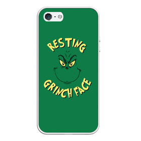 Чехол для iPhone 5/5S матовый с принтом Resting Grinch Face в Новосибирске, Силикон | Область печати: задняя сторона чехла, без боковых панелей | Тематика изображения на принте: grinch | гринч | новый год | рождество