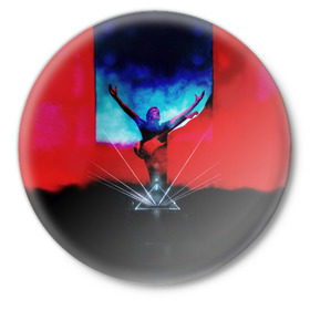 Значок с принтом Джордж Уотерс из Pink Floyd в Новосибирске,  металл | круглая форма, металлическая застежка в виде булавки | 