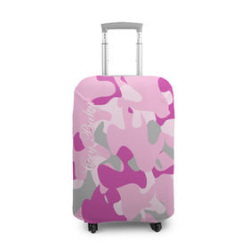 Чехол для чемодана 3D с принтом Lil PEEP Cry baby в Новосибирске, 86% полиэфир, 14% спандекс | двустороннее нанесение принта, прорези для ручек и колес | baby | cry | lil peep | lil peep cry baby | pink | камуфляж | розовый | розовый камуфляж
