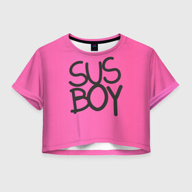 Женская футболка 3D укороченная с принтом Susboy в Новосибирске, 100% полиэстер | круглая горловина, длина футболки до линии талии, рукава с отворотами | Тематика изображения на принте: baby | cry | lil peep | lil peep cry baby | pink | susboy | камуфляж | лил | лилпип | пип | розовый | розовый камуфляж