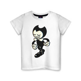 Детская футболка хлопок с принтом Bendy в Новосибирске, 100% хлопок | круглый вырез горловины, полуприлегающий силуэт, длина до линии бедер | bendy | bendy in the ink machine | cartoon | game | бенди | игра