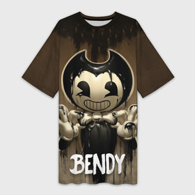 Платье-футболка 3D с принтом Bendy в Новосибирске,  |  | bendy | bendy in the ink machine | cartoon | game | бенди | игра