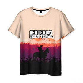 Мужская футболка 3D с принтом Red Dead Redemption в Новосибирске, 100% полиэфир | прямой крой, круглый вырез горловины, длина до линии бедер | dead | gamer | john | marston | rdr | red | redemption | rockstar | shooter | western | вестерн | джон | марстон | шутер