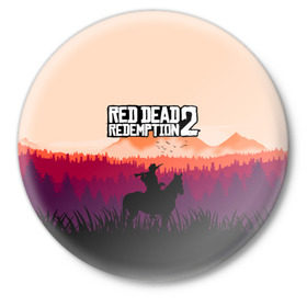 Значок с принтом Red Dead Redemption в Новосибирске,  металл | круглая форма, металлическая застежка в виде булавки | dead | gamer | john | marston | rdr | red | redemption | rockstar | shooter | western | вестерн | джон | марстон | шутер