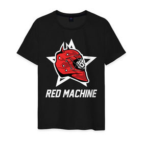 Мужская футболка хлопок с принтом Red machine - Красная машина в Новосибирске, 100% хлопок | прямой крой, круглый вырез горловины, длина до линии бедер, слегка спущенное плечо. | hockey | machine | red | russia | team | красная | машина | россия | сборная | хоккей