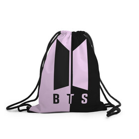 Рюкзак-мешок 3D с принтом BTS в Новосибирске, 100% полиэстер | плотность ткани — 200 г/м2, размер — 35 х 45 см; лямки — толстые шнурки, застежка на шнуровке, без карманов и подкладки | bts | бтс | группа | корейская | музыка | розовый | цветы | черный