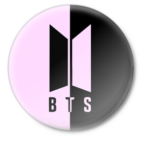 Значок с принтом BTS в Новосибирске,  металл | круглая форма, металлическая застежка в виде булавки | bts | бтс | группа | корейская | музыка | розовый | цветы | черный