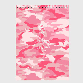 Скетчбук с принтом Hellboy в Новосибирске, 100% бумага
 | 48 листов, плотность листов — 100 г/м2, плотность картонной обложки — 250 г/м2. Листы скреплены сверху удобной пружинной спиралью | Тематика изображения на принте: hellboy | hip hop | lil | lil peep | pink | pip | rap | барт | камуфляж | камуфляж розовый | лил | лилпип | пип | реп | симпсон | симпсоны | толстовка лил пипа | хеллбой | хипхоп