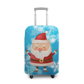 Чехол для чемодана 3D с принтом Милый Санта Клаус вязанный в Новосибирске, 86% полиэфир, 14% спандекс | двустороннее нанесение принта, прорези для ручек и колес | 