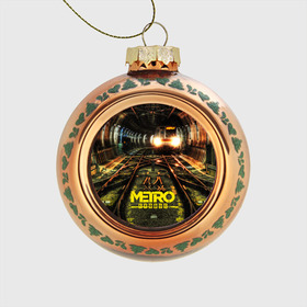 Стеклянный ёлочный шар с принтом METRO EXODUS в Новосибирске, Стекло | Диаметр: 80 мм | ak47 | metro 2033 | metro exodus | апокалипсис | артем | глуховский | дорога | маски | ночь | оружие | поезд | противогаз | сталкеры