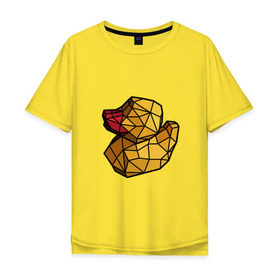 Мужская футболка хлопок Oversize с принтом Геометрическая уточка в Новосибирске, 100% хлопок | свободный крой, круглый ворот, “спинка” длиннее передней части | 3d | bird | duck | geometric | геометрия | птица | утка