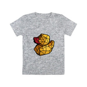 Детская футболка хлопок с принтом Геометрическая уточка в Новосибирске, 100% хлопок | круглый вырез горловины, полуприлегающий силуэт, длина до линии бедер | 3d | bird | duck | geometric | геометрия | птица | утка