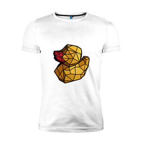 Мужская футболка премиум с принтом Геометрическая уточка в Новосибирске, 92% хлопок, 8% лайкра | приталенный силуэт, круглый вырез ворота, длина до линии бедра, короткий рукав | 3d | bird | duck | geometric | геометрия | птица | утка