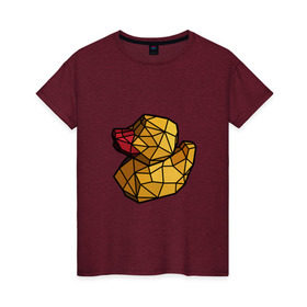 Женская футболка хлопок с принтом Геометрическая уточка в Новосибирске, 100% хлопок | прямой крой, круглый вырез горловины, длина до линии бедер, слегка спущенное плечо | 3d | bird | duck | geometric | геометрия | птица | утка