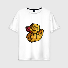 Женская футболка хлопок Oversize с принтом Геометрическая уточка в Новосибирске, 100% хлопок | свободный крой, круглый ворот, спущенный рукав, длина до линии бедер
 | Тематика изображения на принте: 3d | bird | duck | geometric | геометрия | птица | утка