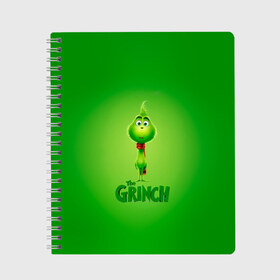 Тетрадь с принтом Dr Seuss The Grinch в Новосибирске, 100% бумага | 48 листов, плотность листов — 60 г/м2, плотность картонной обложки — 250 г/м2. Листы скреплены сбоку удобной пружинной спиралью. Уголки страниц и обложки скругленные. Цвет линий — светло-серый
 | Тематика изображения на принте: benedict | christmas | cumberbatch | grinch | max | whoville | winter | бенедикт | год | гринч | зима | камбербэтч | ктоград | макс | новый | рождество | снег | снежинки