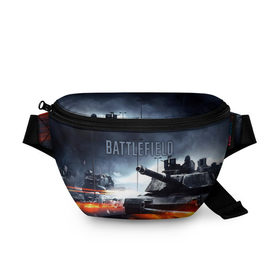 Поясная сумка 3D с принтом BATTLEFIELD в Новосибирске, 100% полиэстер | плотная ткань, ремень с регулируемой длиной, внутри несколько карманов для мелочей, основное отделение и карман с обратной стороны сумки застегиваются на молнию | автомат | битва | битвы | враг | оружия | пистолет | поле | стратегия | тактический | танки | шутер