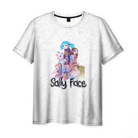 Мужская футболка 3D с принтом Sally Face в Новосибирске, 100% полиэфир | прямой крой, круглый вырез горловины, длина до линии бедер | Тематика изображения на принте: sally face | гизмо | девид | девочка | игра | лари | ларри | мальчик | маска | мрачная | на лице | пых | с протезом | сал | сали | салли | салли фейс | фейс | фэйс | эддисон | эшли