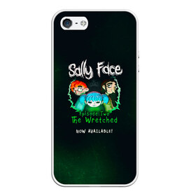 Чехол для iPhone 5/5S матовый с принтом Sally Face в Новосибирске, Силикон | Область печати: задняя сторона чехла, без боковых панелей | sally face | гизмо | девид | девочка | игра | лари | ларри | мальчик | маска | мрачная | на лице | пых | с протезом | сал | сали | салли | салли фейс | фейс | фэйс | эддисон | эшли