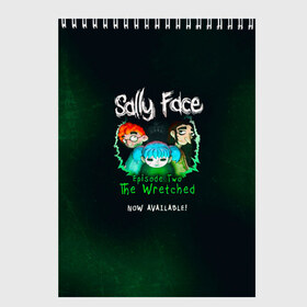 Скетчбук с принтом Sally Face в Новосибирске, 100% бумага
 | 48 листов, плотность листов — 100 г/м2, плотность картонной обложки — 250 г/м2. Листы скреплены сверху удобной пружинной спиралью | sally face | гизмо | девид | девочка | игра | лари | ларри | мальчик | маска | мрачная | на лице | пых | с протезом | сал | сали | салли | салли фейс | фейс | фэйс | эддисон | эшли