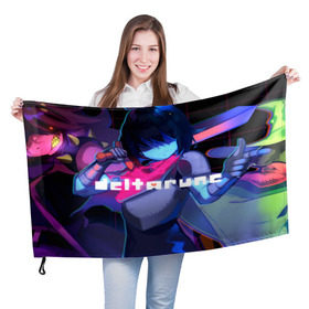 Флаг 3D с принтом Deltarune в Новосибирске, 100% полиэстер | плотность ткани — 95 г/м2, размер — 67 х 109 см. Принт наносится с одной стороны | 