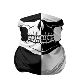 Бандана-труба 3D с принтом ЧЕРЕП в Новосибирске, 100% полиэстер, ткань с особыми свойствами — Activecool | плотность 150‒180 г/м2; хорошо тянется, но сохраняет форму | bandana | black | black  white | bones | face | mask | skull | white | бандана | кости | лицо | маска | чб | череп | черный белый