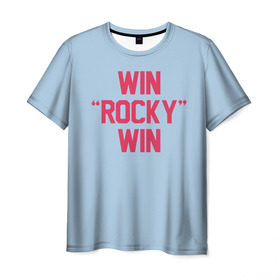 Мужская футболка 3D с принтом Win Rocky win в Новосибирске, 100% полиэфир | прямой крой, круглый вырез горловины, длина до линии бедер | rocky | бокс | кино | рокки | сильвестр | спорт | сталлоне | фильм