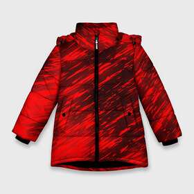 Зимняя куртка для девочек 3D с принтом RED FIRE STORM в Новосибирске, ткань верха — 100% полиэстер; подклад — 100% полиэстер, утеплитель — 100% полиэстер. | длина ниже бедра, удлиненная спинка, воротник стойка и отстегивающийся капюшон. Есть боковые карманы с листочкой на кнопках, утяжки по низу изделия и внутренний карман на молнии. 

Предусмотрены светоотражающий принт на спинке, радужный светоотражающий элемент на пуллере молнии и на резинке для утяжки. | Тематика изображения на принте: bright | fire | heat | light | orange | wildfire | искры | огненный | огонь | оранжевый | пламя | пожар