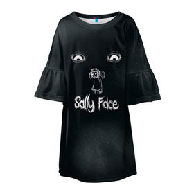 Детское платье 3D с принтом Sally Face в Новосибирске, 100% полиэстер | прямой силуэт, чуть расширенный к низу. Круглая горловина, на рукавах — воланы | sally face | гизмо | девид | девочка | игра | лари | ларри | мальчик | маска | мрачная | на лице | пых | с протезом | сал | сали | салли | салли фейс | фейс | фэйс | эддисон | эшли