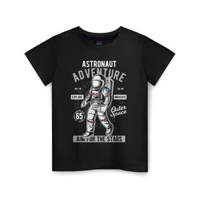 Детская футболка хлопок с принтом Космонавт в Новосибирске, 100% хлопок | круглый вырез горловины, полуприлегающий силуэт, длина до линии бедер | астронавт | в космосе | космонавт | космос