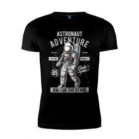 Мужская футболка премиум с принтом Космонавт в Новосибирске, 92% хлопок, 8% лайкра | приталенный силуэт, круглый вырез ворота, длина до линии бедра, короткий рукав | астронавт | в космосе | космонавт | космос