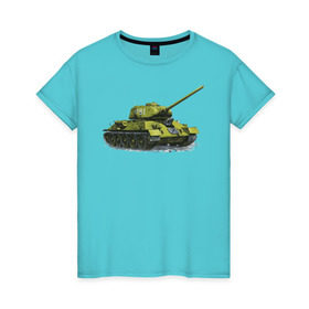 Женская футболка хлопок с принтом Зимний Танк в Новосибирске, 100% хлопок | прямой крой, круглый вырез горловины, длина до линии бедер, слегка спущенное плечо | war | бмп | броня | военный | война | зеленый | оборона | онлайн | оружие | снежный | танк | танки | танки онлайн | танчики
