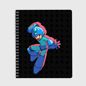 Тетрадь с принтом Mega Man (pixel art) Black в Новосибирске, 100% бумага | 48 листов, плотность листов — 60 г/м2, плотность картонной обложки — 250 г/м2. Листы скреплены сбоку удобной пружинной спиралью. Уголки страниц и обложки скругленные. Цвет линий — светло-серый
 | 8 bit | 8bit | art | dendy | famicom | game | games | japan | japanese | man | mega | mega man | megaman | nes | pixel | pixel art | pixelart | retro | video games | videogames